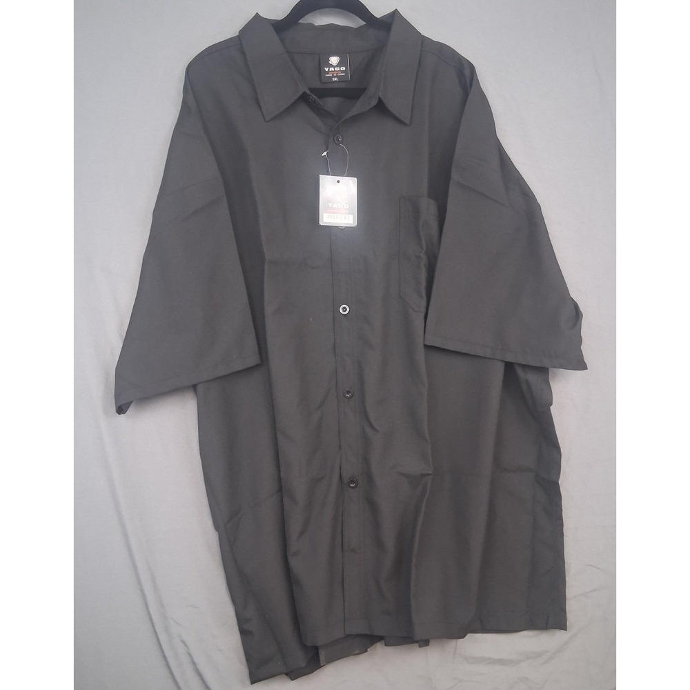 YAGO Mens Black NWT Short Sleeve Collared Shirt Style 2613 Size 5XL